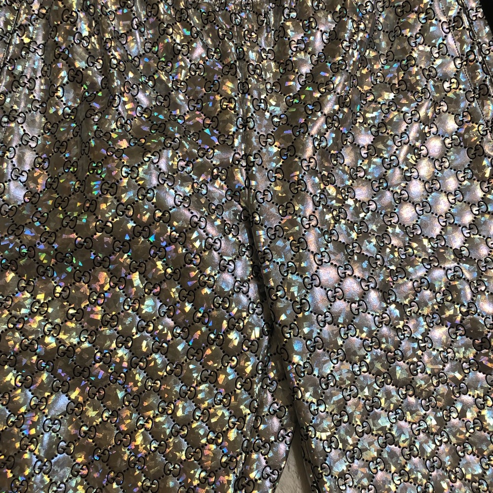 NWT Gucci Size M GG Laminated Sparkle Iridescent Shorts Ret $1280.00 - Picture 12 of 16